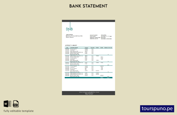 listo para imprimir plantilla de Word   extracto bancario DNB (Litva) de Lituani